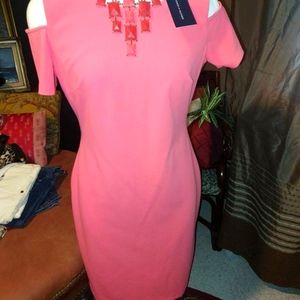 Tommy Hilfiger Cold Shoulder Coral Sheath